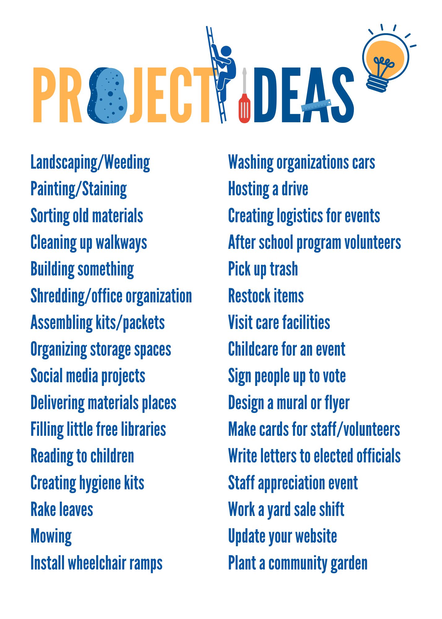 Day of Caring project ideas
