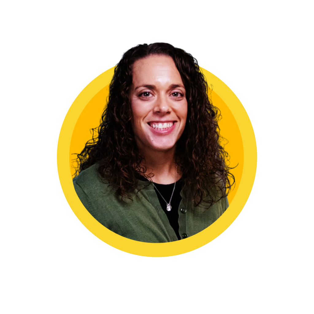 Smiling woman with curly hair