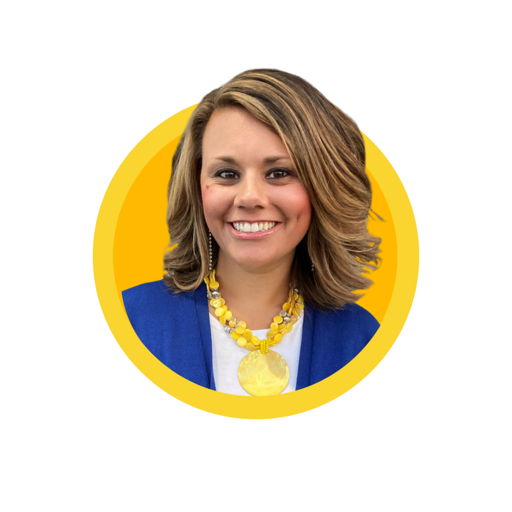 Smiling woman with yellow accessories