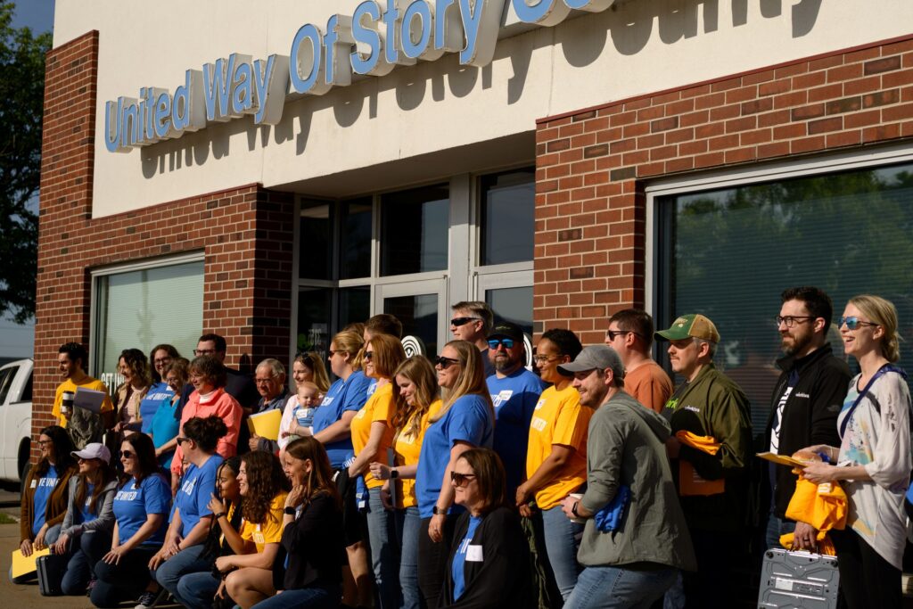 Group of volunteers outside building