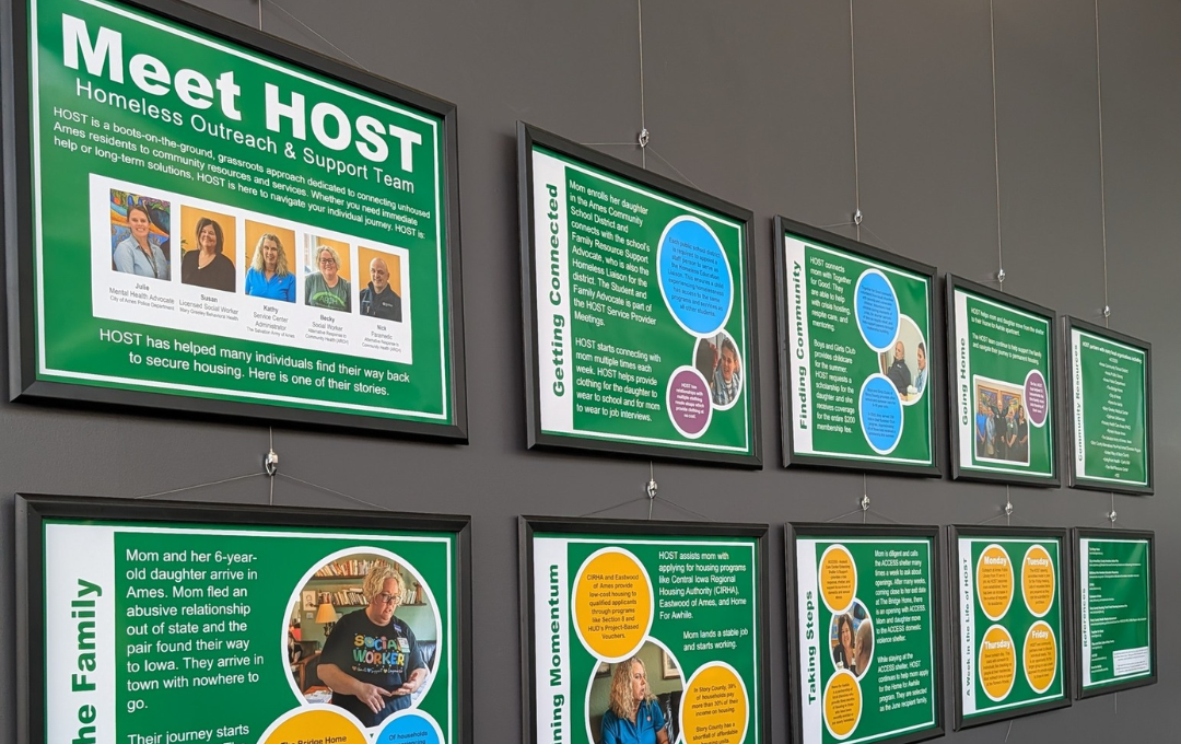 Informational display about outreach team