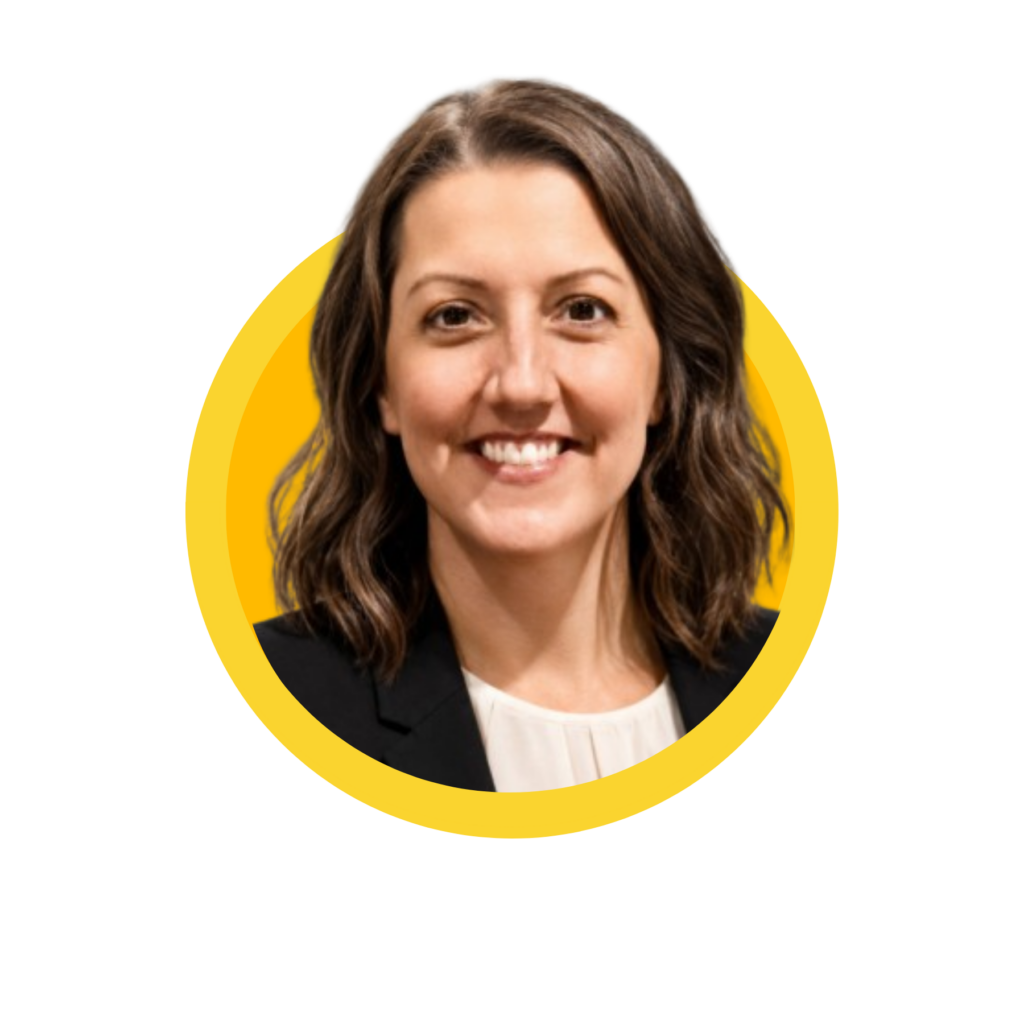 Smiling woman with shoulder-length hair