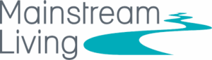 Text logo with blue accent