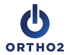 Blue logo with circular design